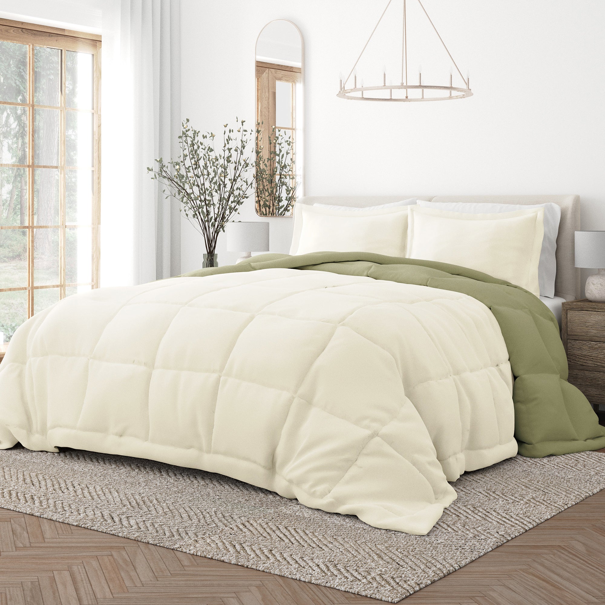 Merit Linens Solid Reversible Comforter Set | Merit Linens