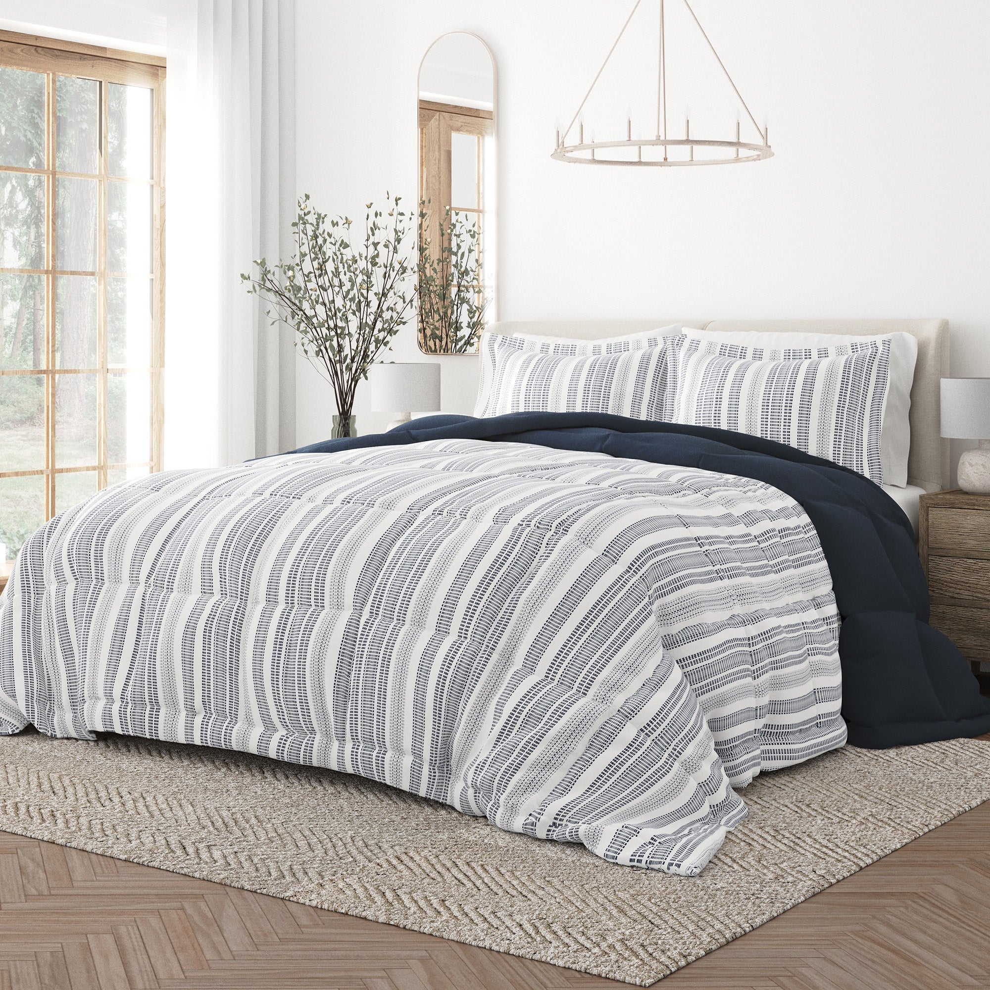 Merit Linens Farmhouse Dreams Reversible Down-Alternative Comforter Set